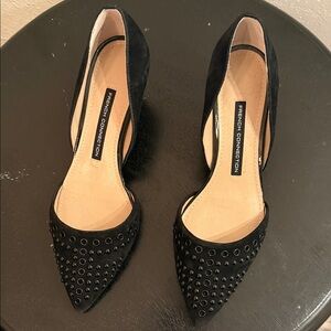 French Connection Black Studded Pointed Toe Heels Size 37 EU / US 7 Pumps
